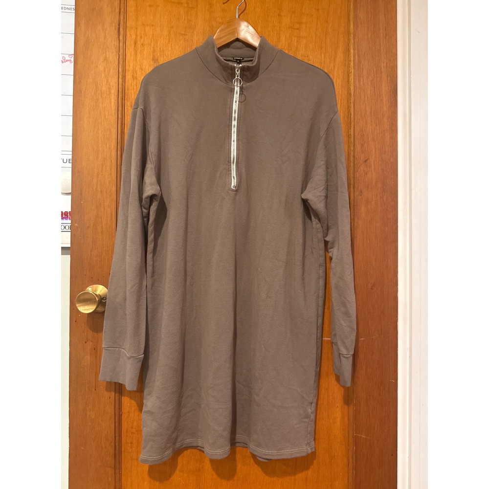 Monrow dress XL half zip sweatshirt green olive army cotton blend long‎ sleeve